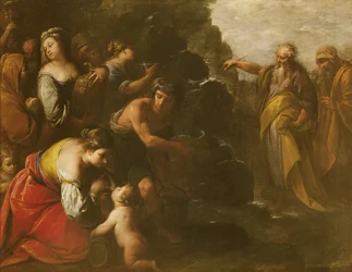 Moses schlägt Wasser aus dem Felsen